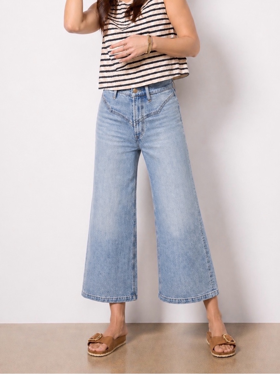 Evereve Pistola Lana Crop Western Stitch Wide Jeans